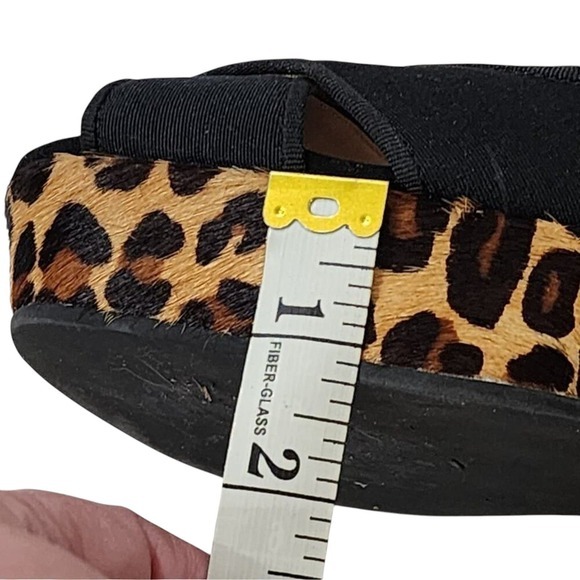 Tory Burch Black Criss Cross Leopard Print Wedge Platform Heels Sandals 9.5 - Picture 10 of 14